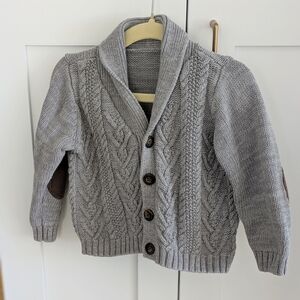 Gray Cable Knit Kids Cardigan